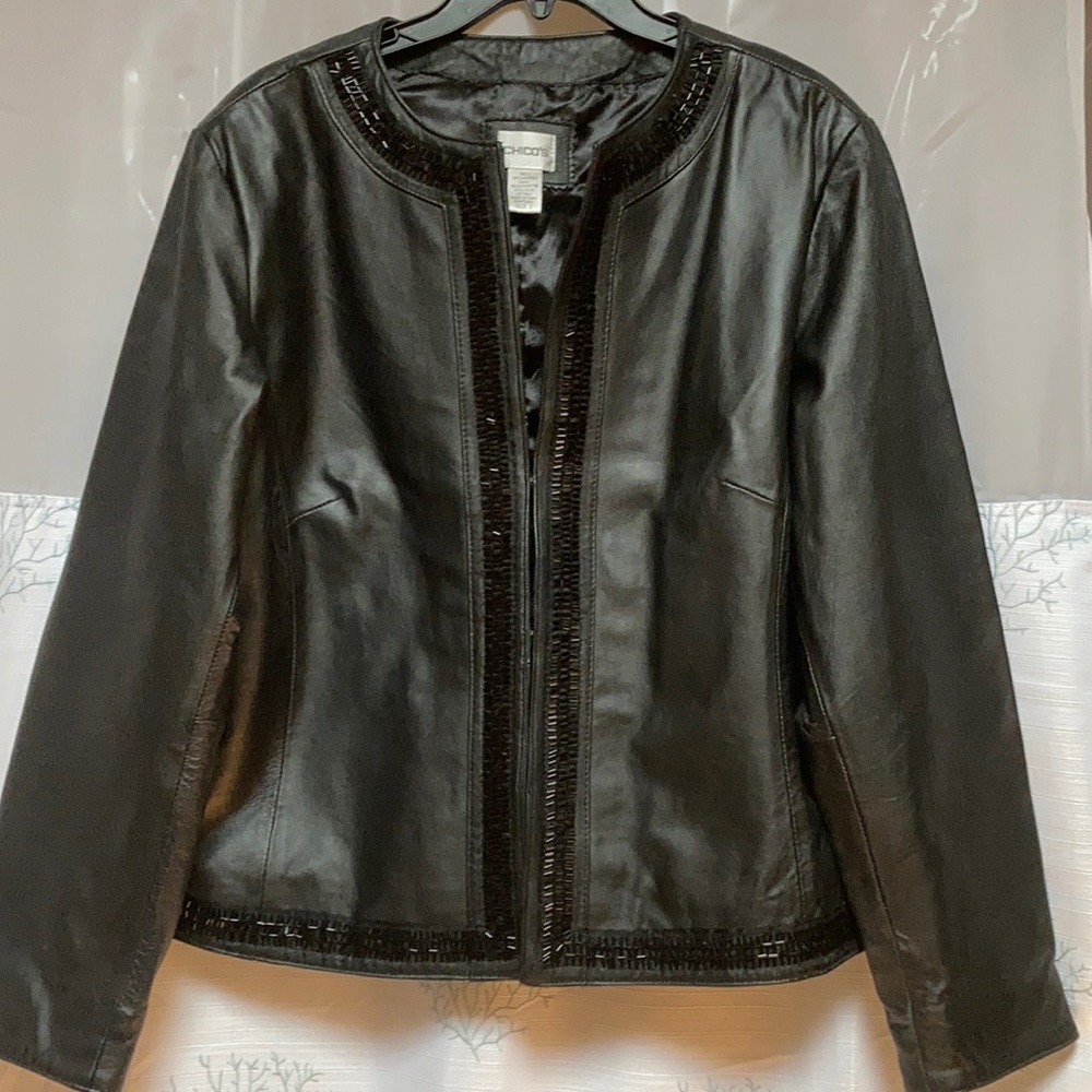 Black Chico’s leather jacket